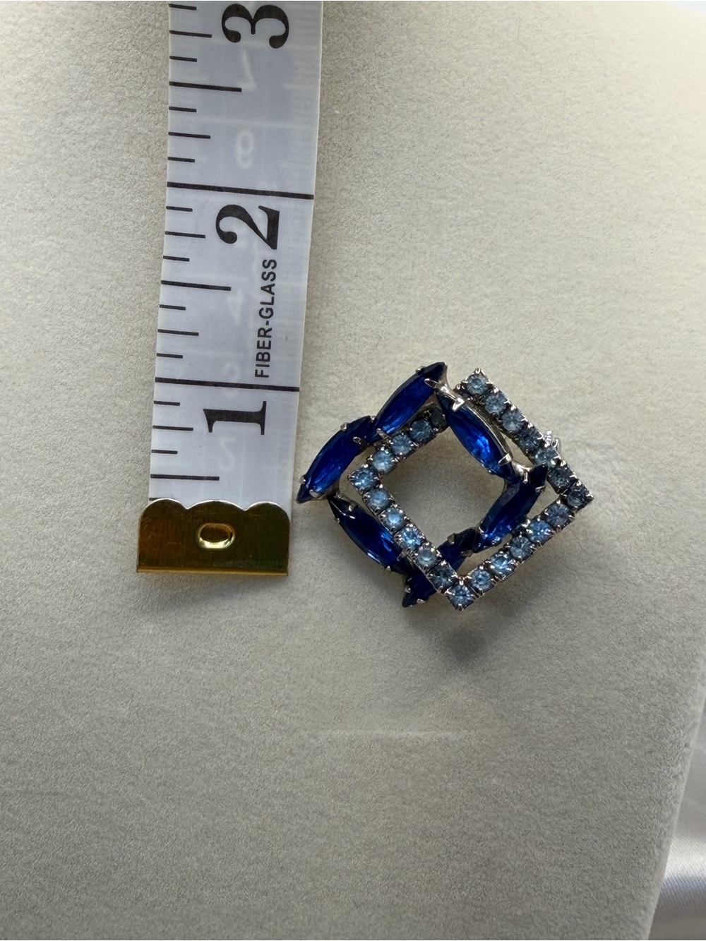 Sapphire-Blue Crystal Square Brooch - Women Jewelry - Picture 10 of 11